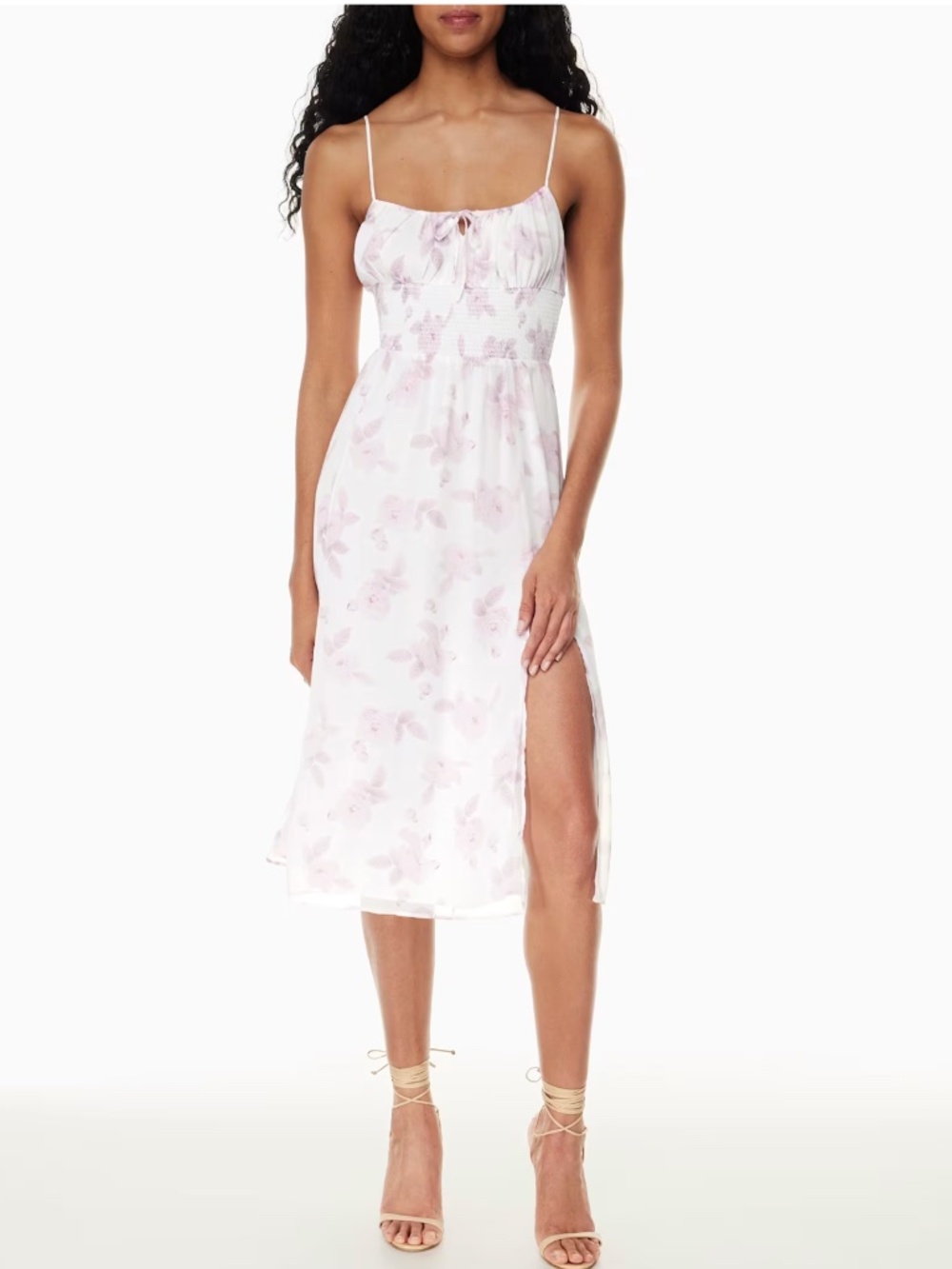 Wilfred Genoa Floral Smocked-Waist Summer Midi Dress Size Small